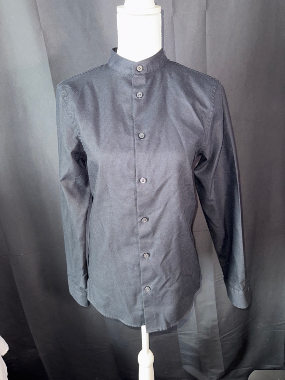 Zara Black Women's Mandarin Collar Button-Front Blouse